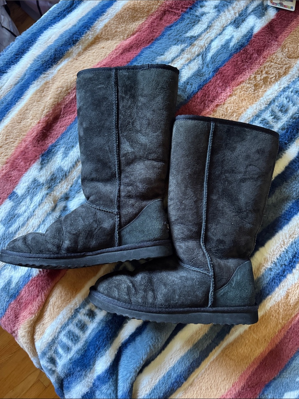 UGG Women's Black Suede Mid-Calf Winter Boots